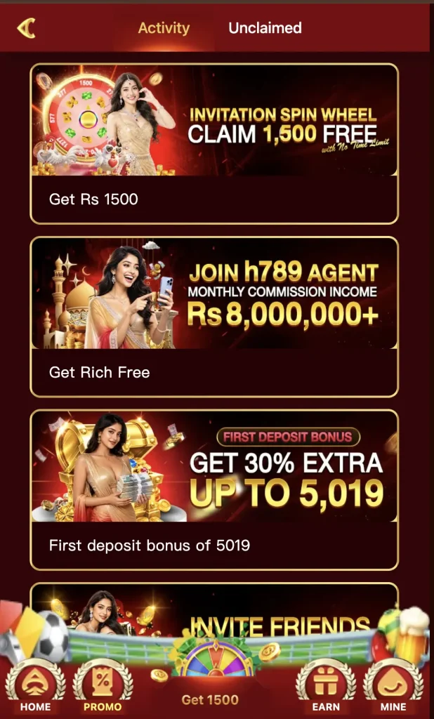 bonuses and promotions on H 789